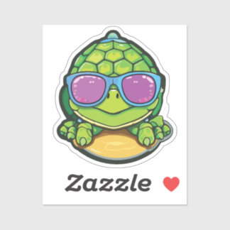 Pegatina Baby Turtle Sticker with Glasses - Kawaii Waterpro