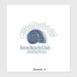 Pegatina Bachelorette party beach club blue sea shell name 