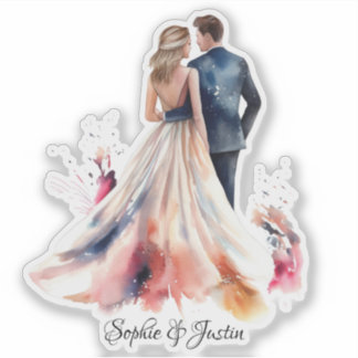 Pegatina Back of Bride & Groom Personalizado