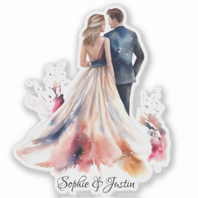 Pegatina Back of Bride & Groom Personalizado (Anverso)