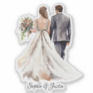 Pegatina Back of Bride & Groom Personalizado