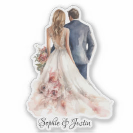 Pegatina Back of Bride & Groom Personalizado