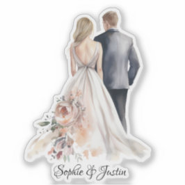 Pegatina Back of Bride & Groom Personalizado