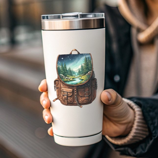 Pegatina Backpack Lake Vinyl Sticker | Die-Cut Sticker (Backpack Lake Vinyl Sticker | Die-Cut Sticker by PiggyPrint Stickers. )