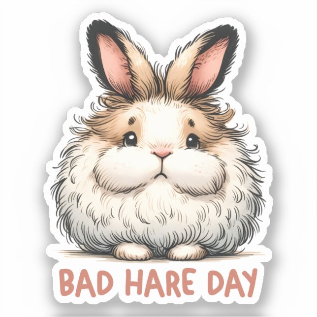 Pegatina Bad Hare Day Funny Conejo Conejo Pun (Anverso)