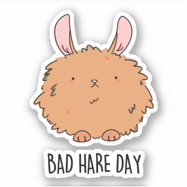Pegatina Bad Hare Day Funny Rabbit Pun (Anverso)