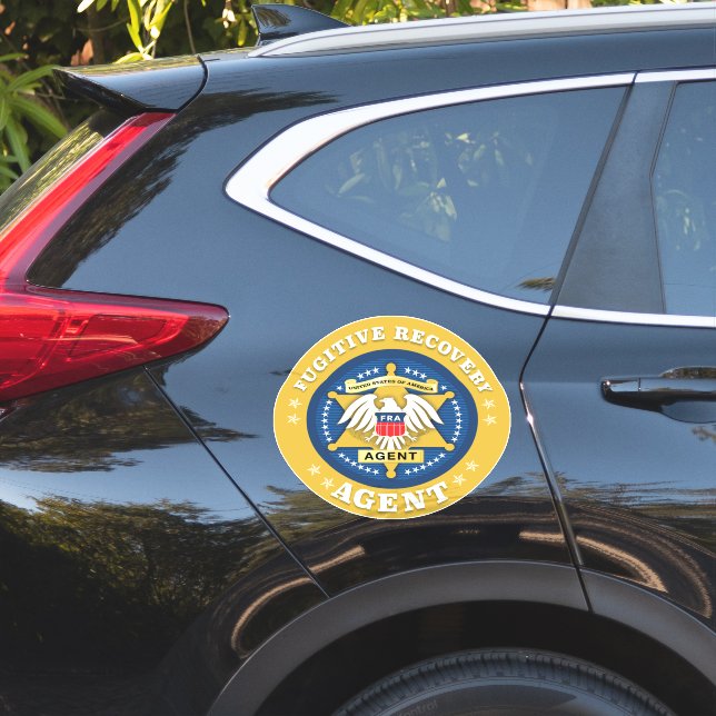 PEGATINA BADGE DE AGENTE DE RECUPERACIÓN FUGITIVA (Lado del coche)