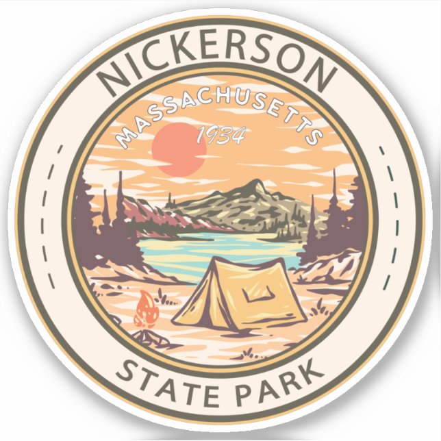 Pegatina Badge del Parque Estatal Nickerson Massachusetts (Anverso)