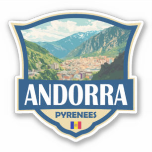 Pegatina Badge retro del Ilustracion de Andorra
