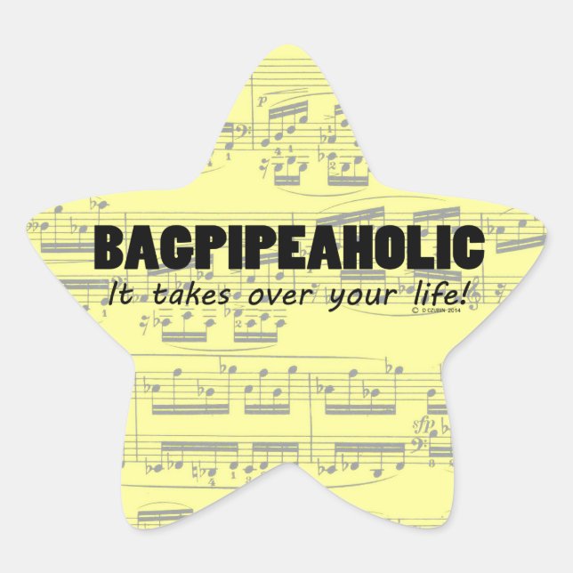 Pegatina Bagpipeaholic Life Star (Anverso)