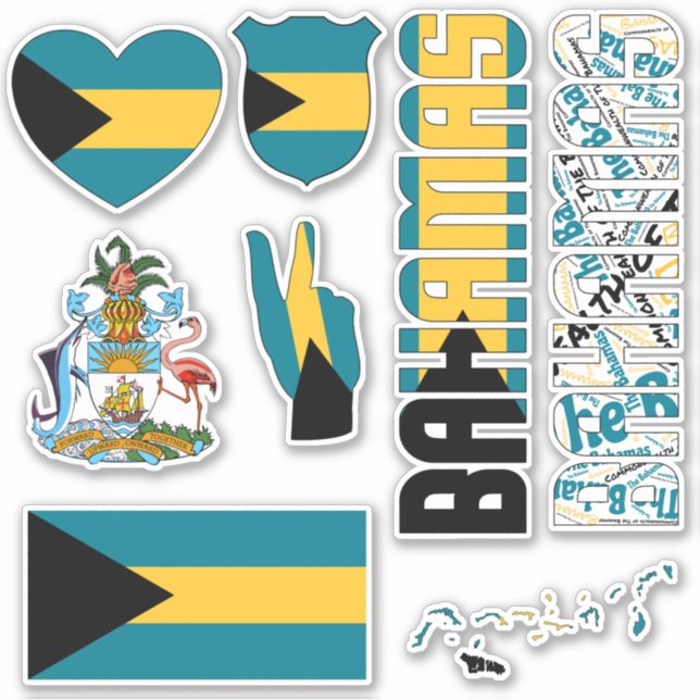 Pegatina Bahamas asombrosas da forma a símbolos nacionales (Anverso)
