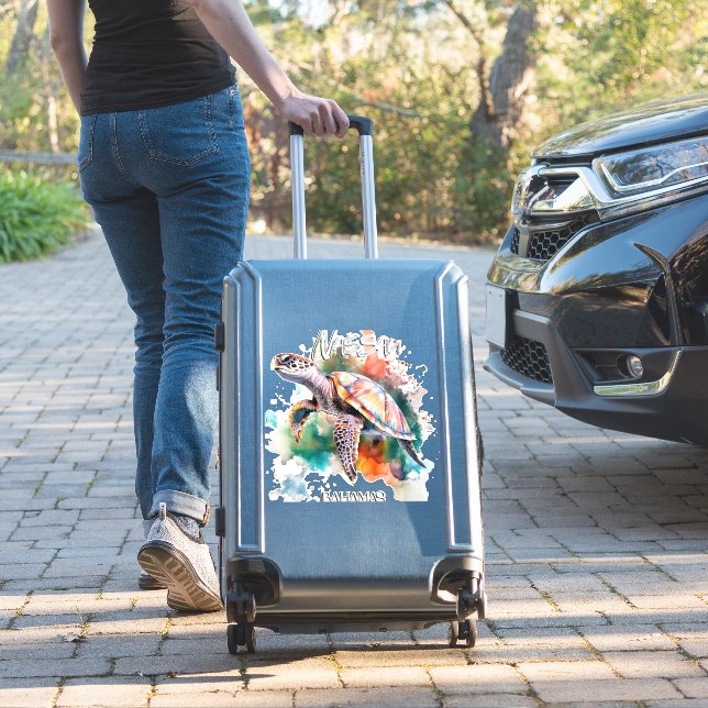 Pegatina Bahamas Tortuga de asiento Bandera bahameña playa  (Maleta Insitu)