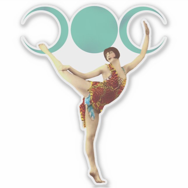 Pegatina Bailarín artístico vintage de la luna (Anverso)