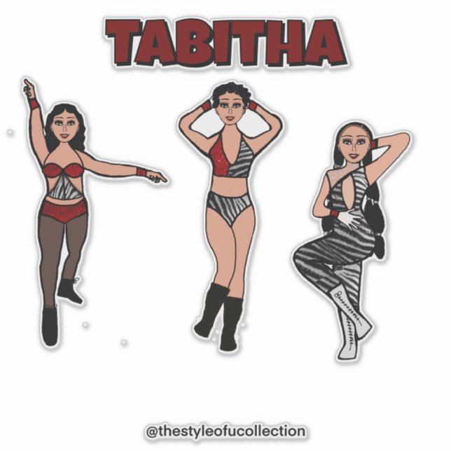 Pegatina Bailarín de cebra roja de tres estilos #2 (Anverso)