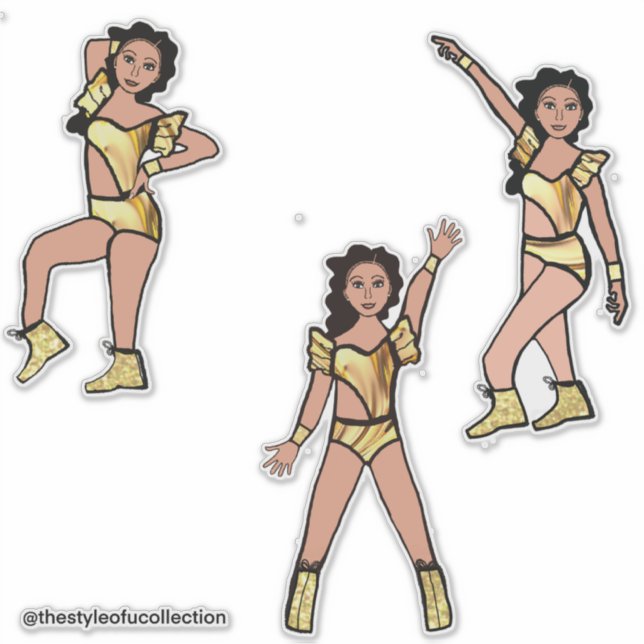 Pegatina Bailarín de oro líquido #2 (Anverso)