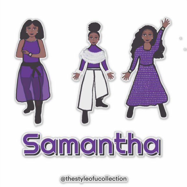 Pegatina Bailarín de plata blanca púrpura de tres estilos # (Anverso)