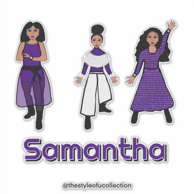 Pegatina Bailarín de plata blanca púrpura de tres estilos # (Anverso)