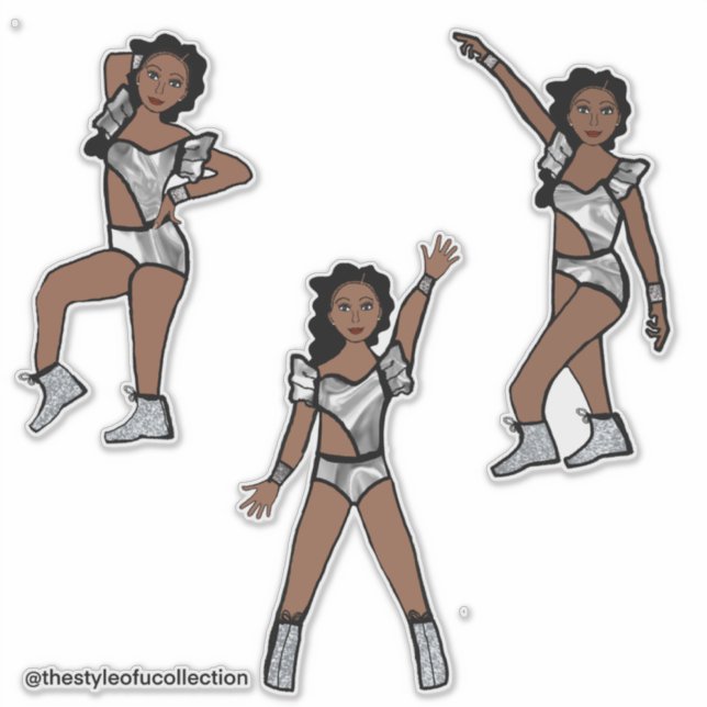 Pegatina Bailarín de Plata Líquida #1 (Anverso)