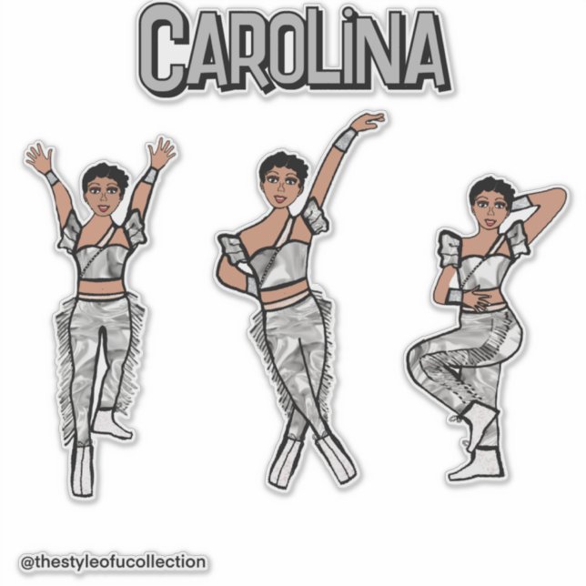 Pegatina Bailarín de plata líquida #2 (Anverso)