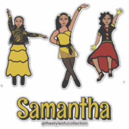 Pegatina Bailarín negro amarillo rojo con tres estilos #2