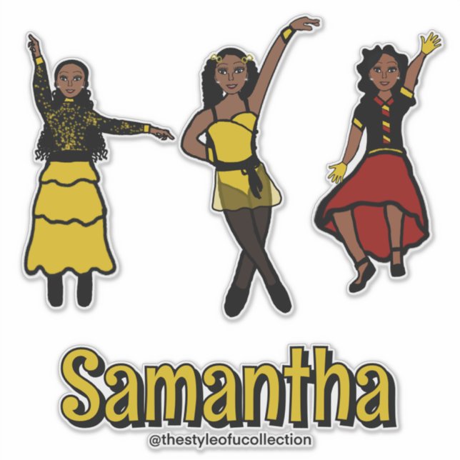 Pegatina Bailarín negro tricolor rojo amarillo (Anverso)