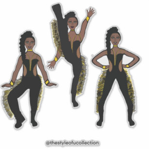 Pegatina Bailarina de flecos de oro negro #1