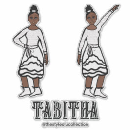 Pegatina Bailarina de plata blanca #1