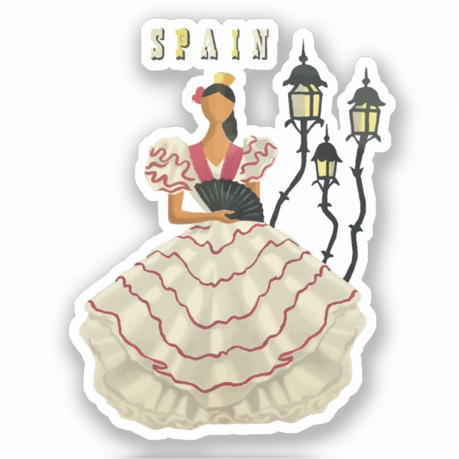 Pegatina Bailarina española Flamenco (Anverso)