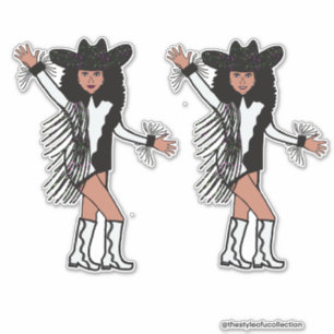 Pegatina Bailarina occidental Frasco blanco negro #2