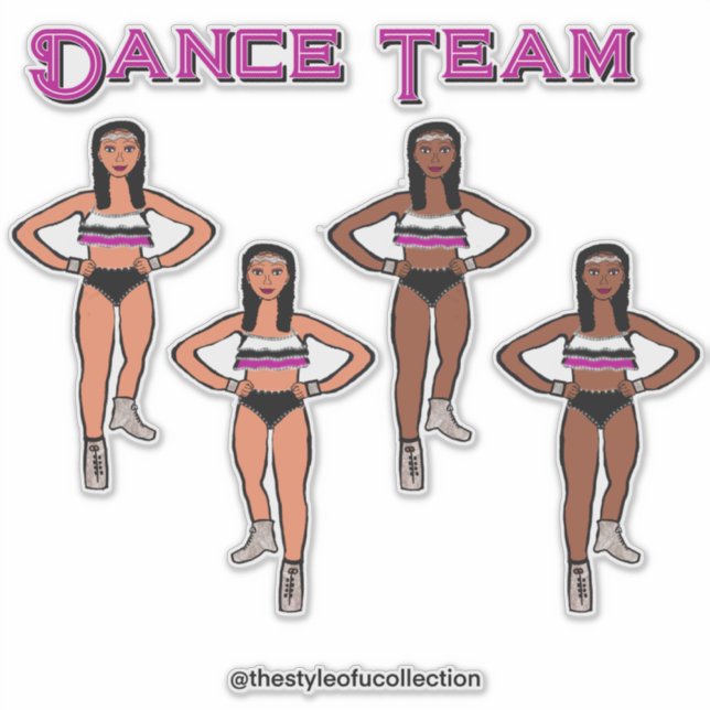 Pegatina Bailarines blancos rosados (Anverso)