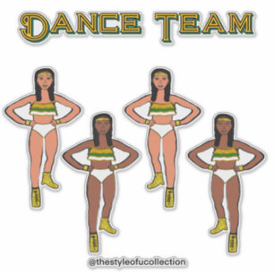 Pegatina Bailarines blancos verdes dorados
