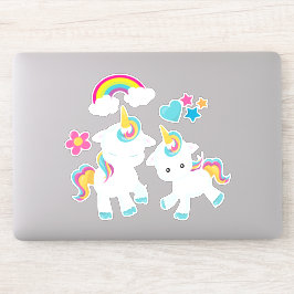 Pegatina Baile lindo Unicornio arcoiris mágico y estrellas