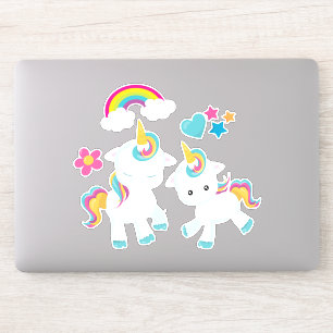 Pegatina Baile lindo Unicornio arcoiris mágico y estrellas