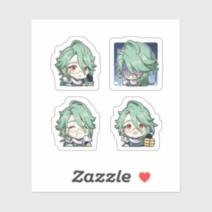 Pegatina Baizhu Genshin Impact 4 unidades Hoja de Stickers
