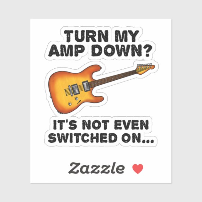 Pegatina Bajar mi Amp por guitarra eléctrica Graciosa Guita (Hoja)