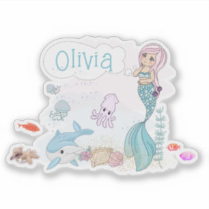 Pegatina Bajo el Mar Sirena Dulce Personalizada