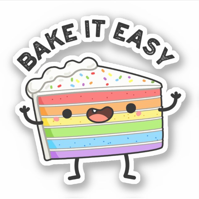 Pegatina Bake It Easy Funny Cake Pun (Anverso)