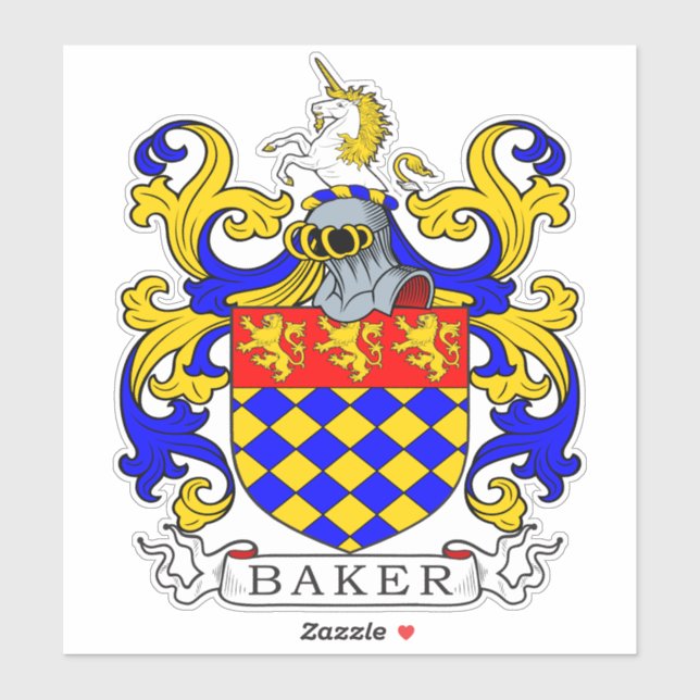 Pegatina Baker Family Crest (Hoja)