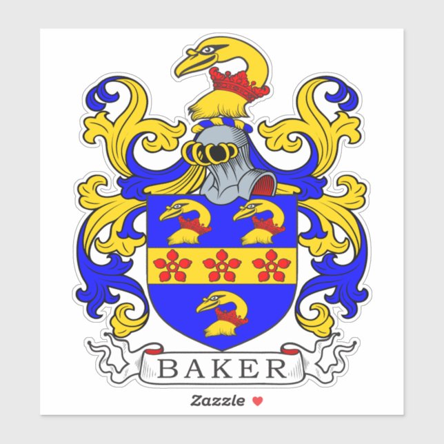 Pegatina Baker Family Crest (Hoja)