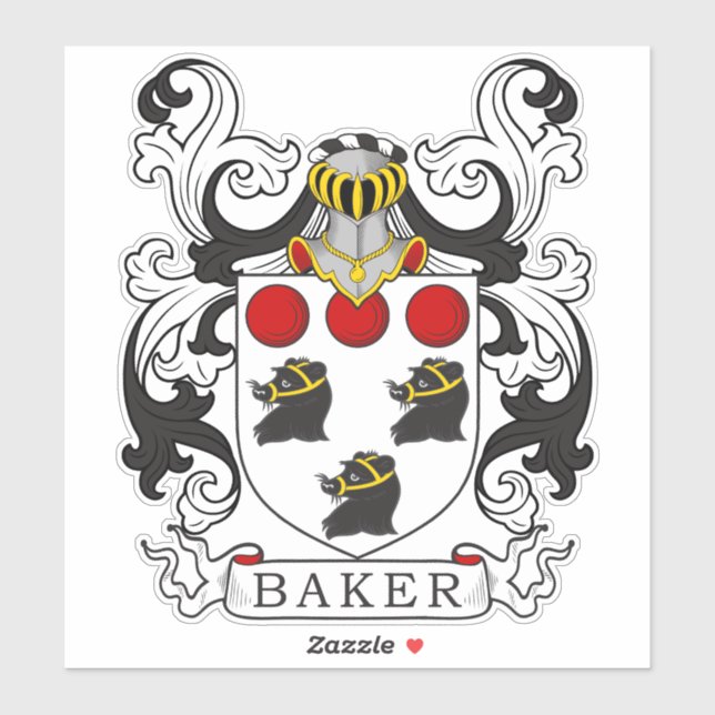 Pegatina Baker Family Crest (Hoja)