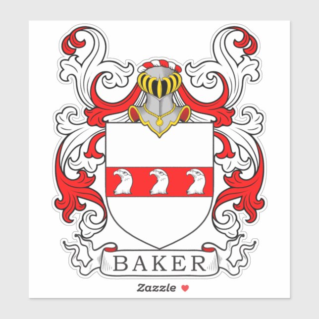 Pegatina Baker Family Crest (Hoja)