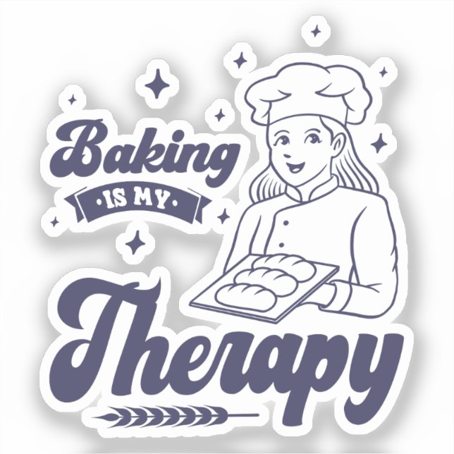 Pegatina Baking Es Mi Terapia, Divertidos Regalos De Chef D (Anverso)