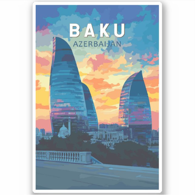 Pegatina Bakú Azerbaiyán: Viaje de arte (Anverso)