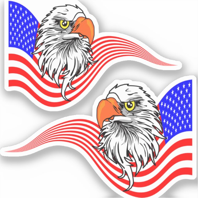 Pegatina Bald Eagle American USA Flag Patriotic Art   (Anverso)