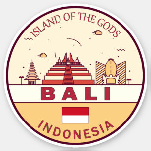 Pegatina Bali Indonesia City Skyline Emblem