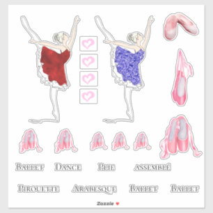 Pegatina Ballerina ballet slippers DIY dice corazón