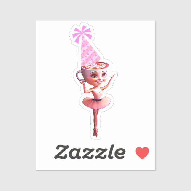 Pegatina Ballerina Cappuccina en Gorra del partido de cumpl (Hoja)