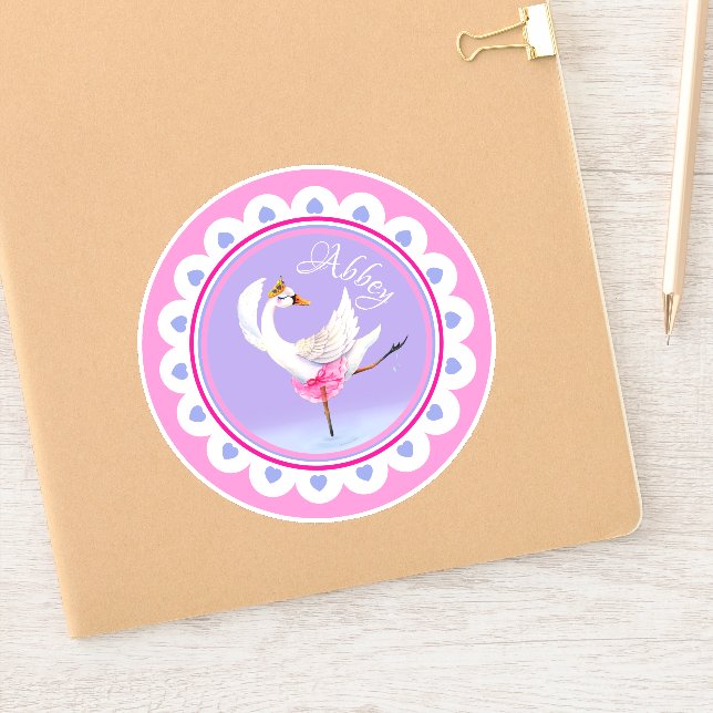 Pegatina Ballet bailarín sensacional swan morado personaliz (Cuaderno)