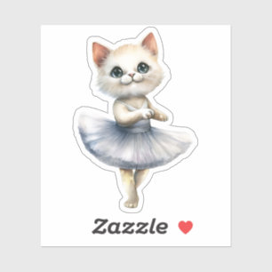 Pegatina Ballet de baile de gatito blanco
