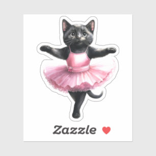 Pegatina Ballet de baile de gatito negro lindo